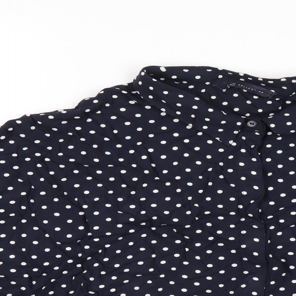 Marks and Spencer Womens Blue Polka Dot Viscose Basic Button-Up Size 20 Collared