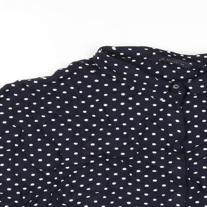 Marks and Spencer Womens Blue Polka Dot Viscose Basic Button-Up Size 20 Collared