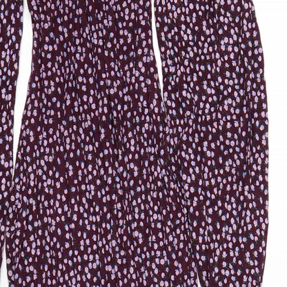 Missguided Womens Purple Floral Viscose Bodycon Size 4 Square Neck Pullover