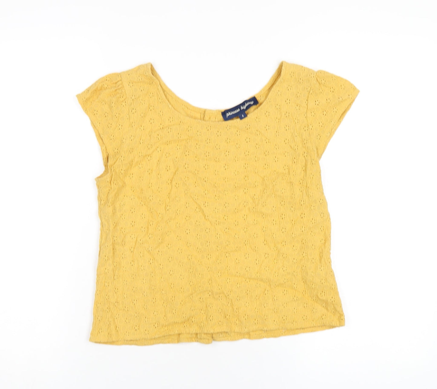 Princess Highway Womens Yellow Cotton Basic T-Shirt Size 8 Round Neck