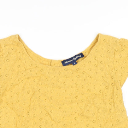 Princess Highway Womens Yellow Cotton Basic T-Shirt Size 8 Round Neck
