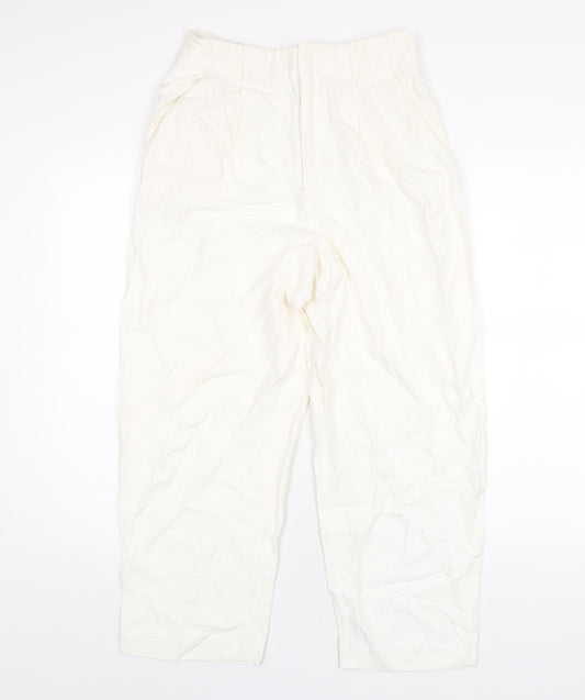 Womens UK Size S Zara Regular Fit  Ivory Trousers