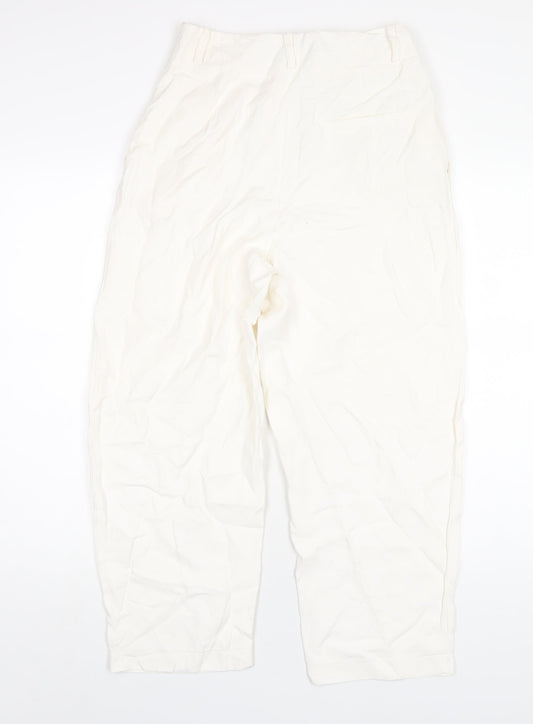 Womens UK Size S Zara Regular Fit  Ivory Trousers