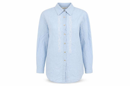 Laura Gribby Womens Blue Cotton Basic Button-Up Size 10 Collared
