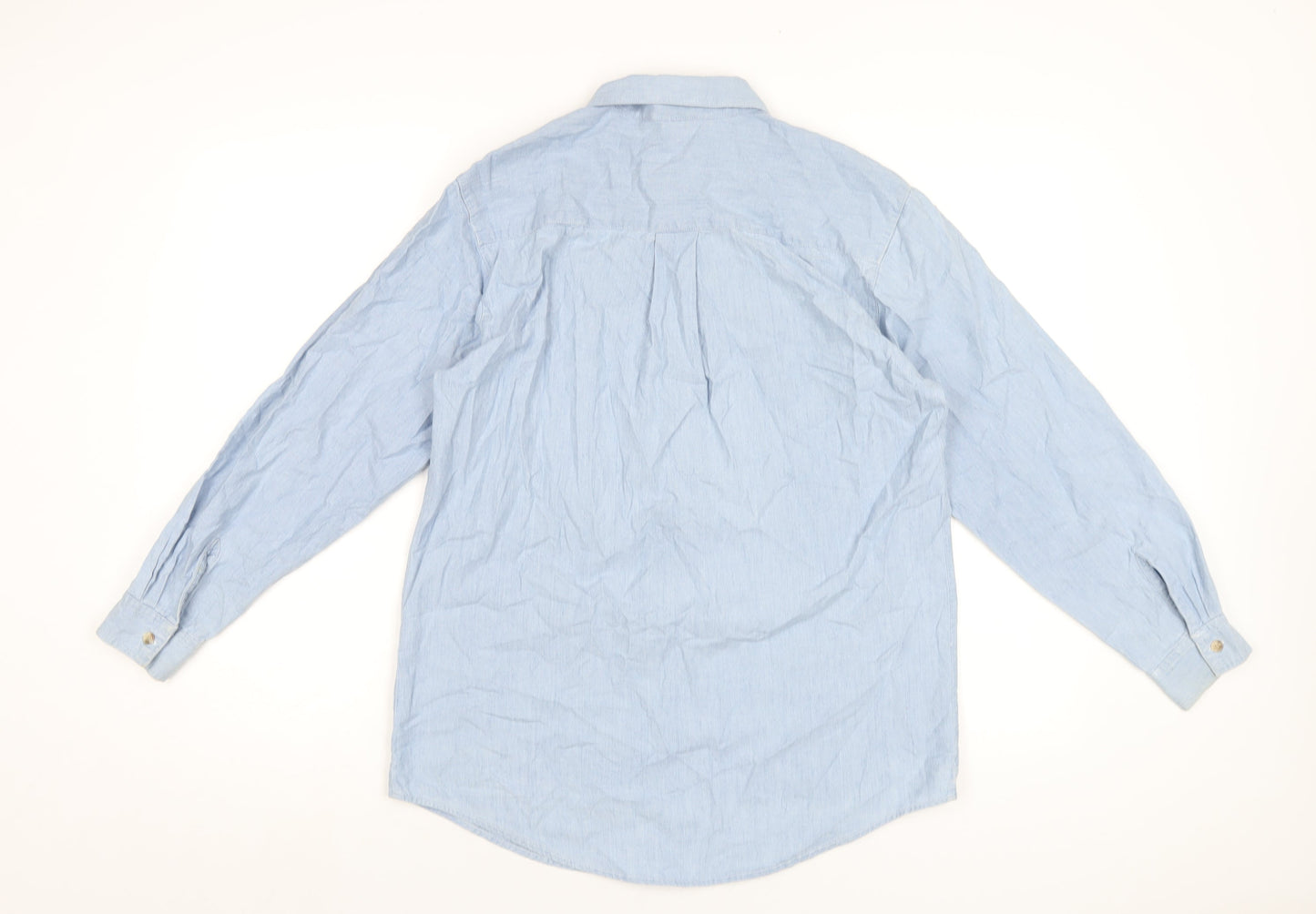 Laura Gribby Womens Blue Cotton Basic Button-Up Size 10 Collared
