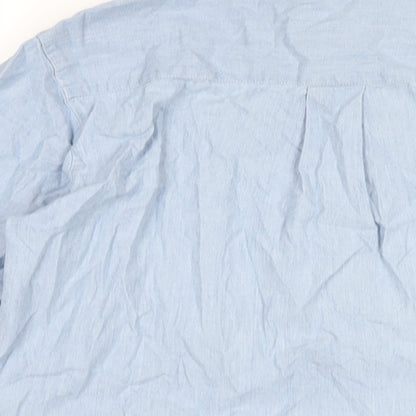 Laura Gribby Womens Blue Cotton Basic Button-Up Size 10 Collared
