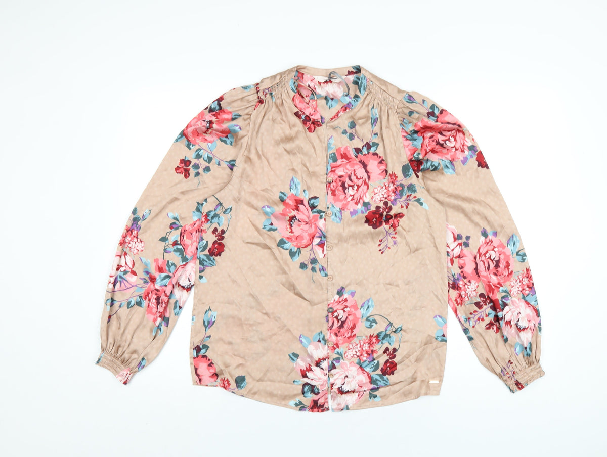 Marks & Spencer Womens Multicoloured Floral Polyester Top Pyjama Top Size 6 Button