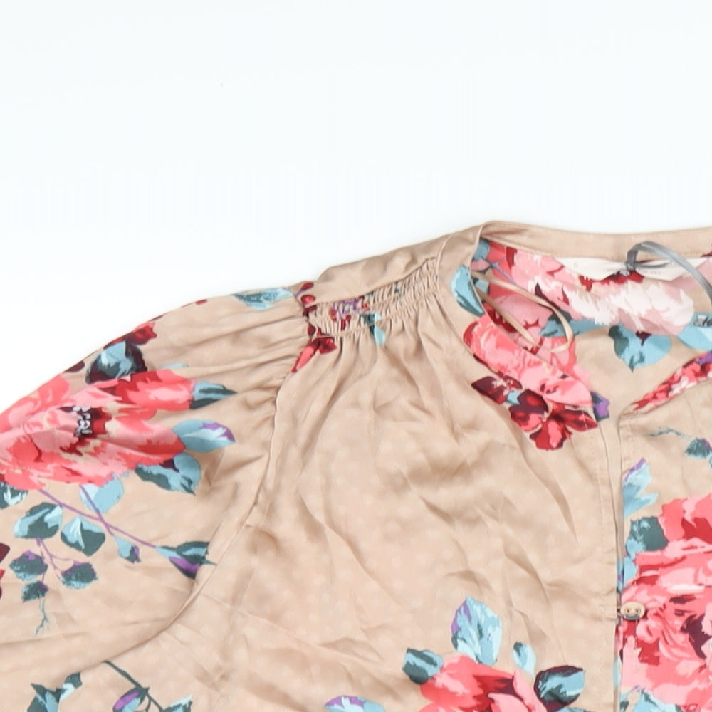 Marks & Spencer Womens Multicoloured Floral Polyester Top Pyjama Top Size 6 Button