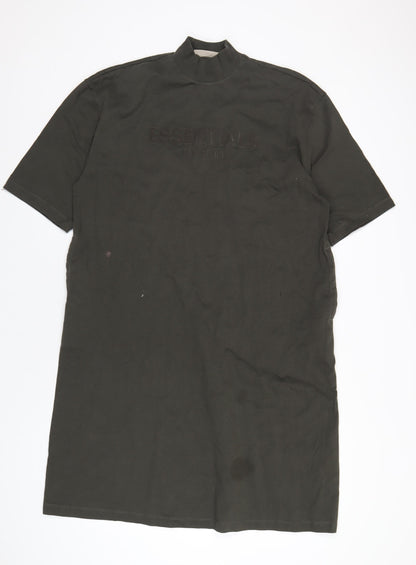 Fear of God Womens Green Cotton T-Shirt Dress Size S Mock Neck Pullover