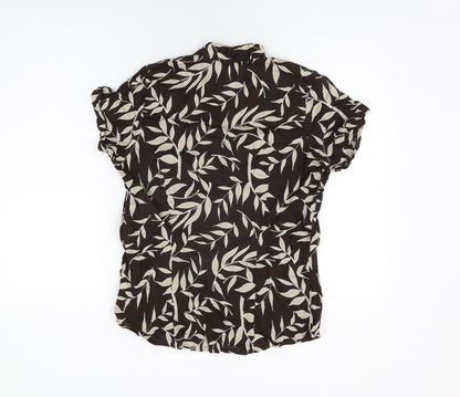 Womens UK Size 10 E-vie Brown Basic Button-Up