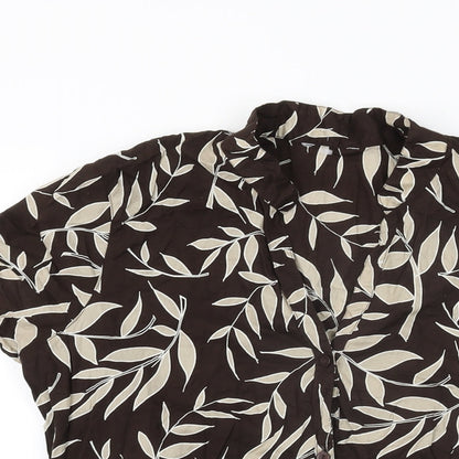 Womens UK Size 10 E-vie Brown Basic Button-Up