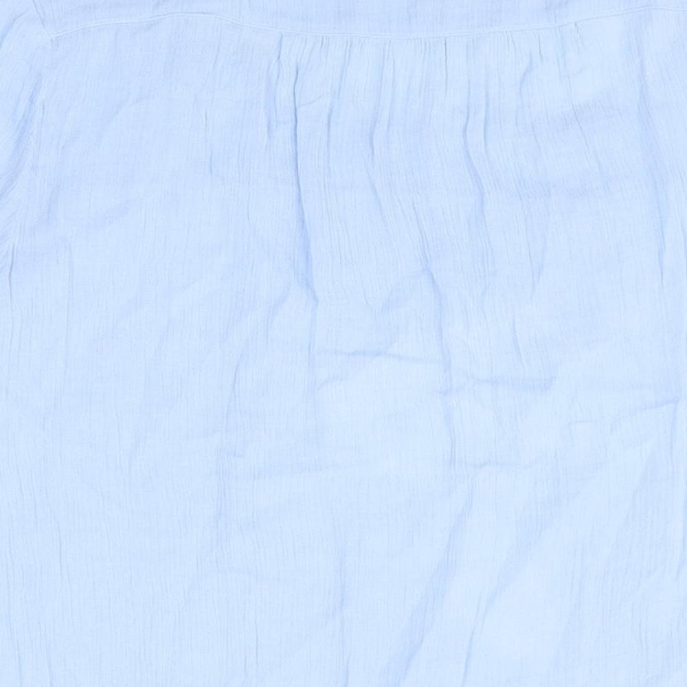 New Directions Womens Blue Cotton Basic T-Shirt Size L Square Neck