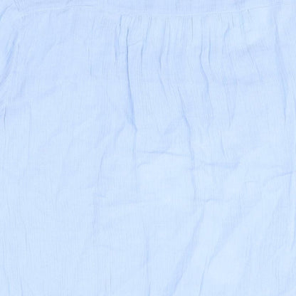 New Directions Womens Blue Cotton Basic T-Shirt Size L Square Neck
