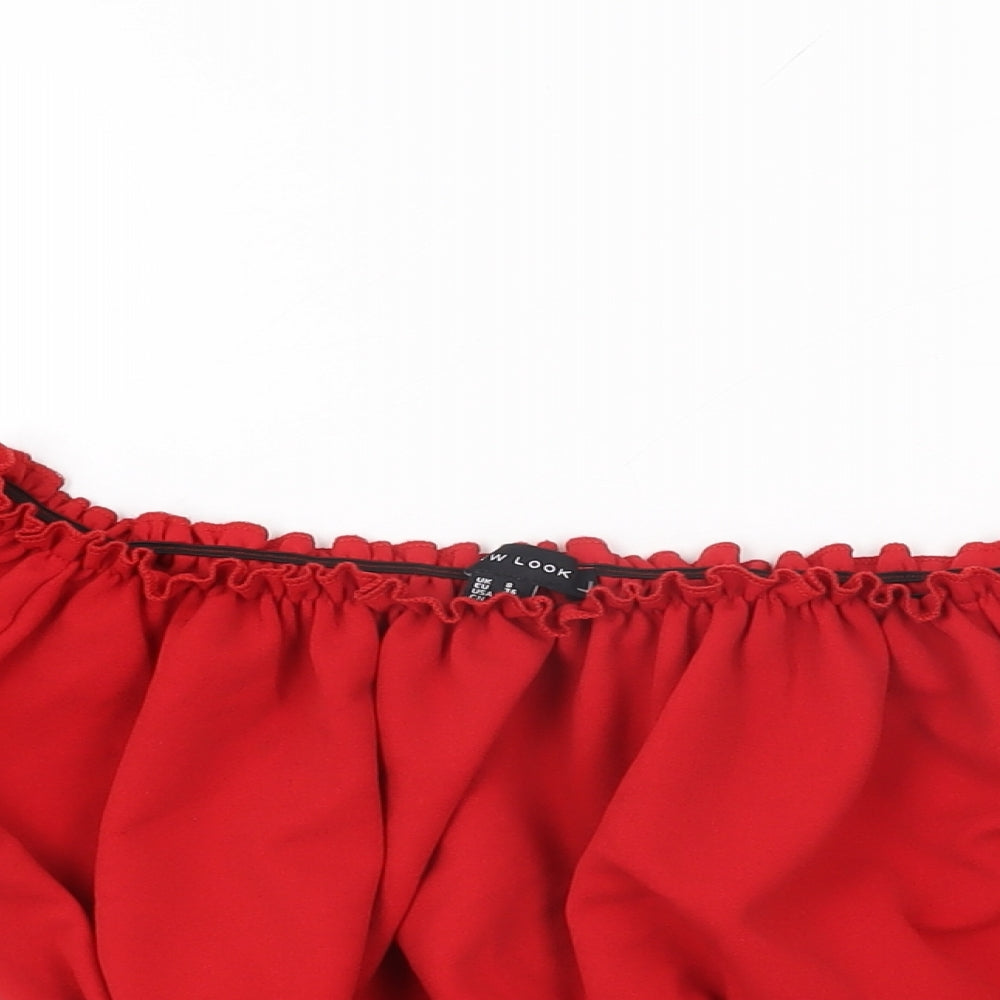 Womens UK Size 8 New Look Red Cropped T-Shirt