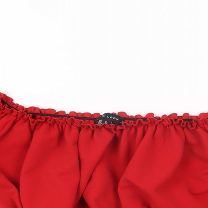 Womens UK Size 8 New Look Red Cropped T-Shirt