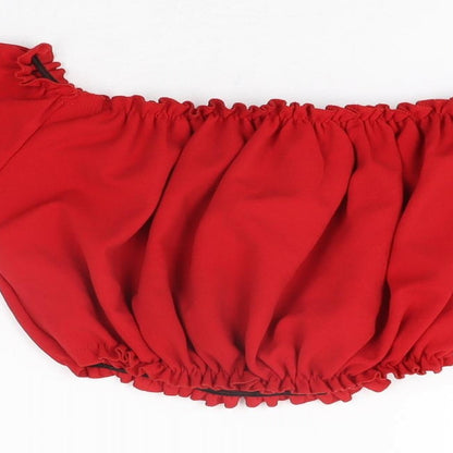 Womens UK Size 8 New Look Red Cropped T-Shirt
