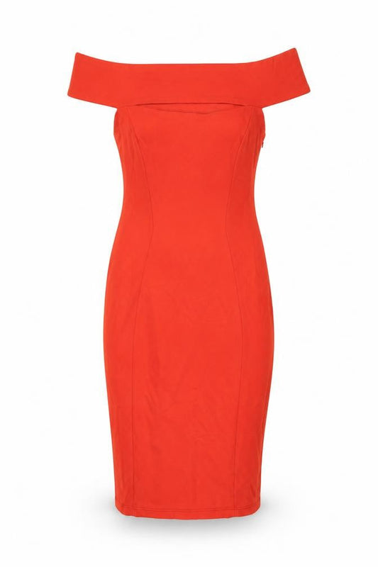 ASOS Womens Red Viscose Bodycon Size 8 Off the Shoulder Zip