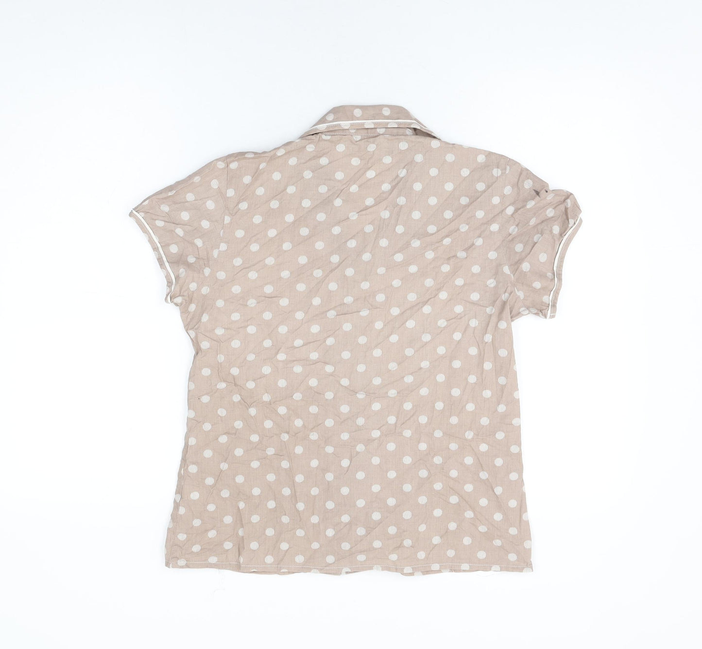 Marks and Spencer Womens Brown Polka Dot Cotton Top Pyjama Top Size 8 Button