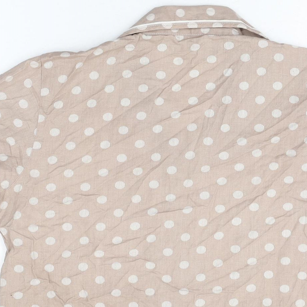Marks and Spencer Womens Brown Polka Dot Cotton Top Pyjama Top Size 8 Button