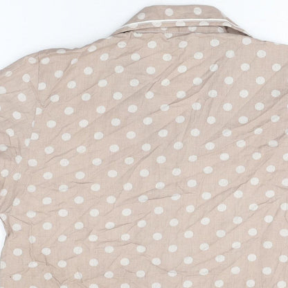 Marks and Spencer Womens Brown Polka Dot Cotton Top Pyjama Top Size 8 Button