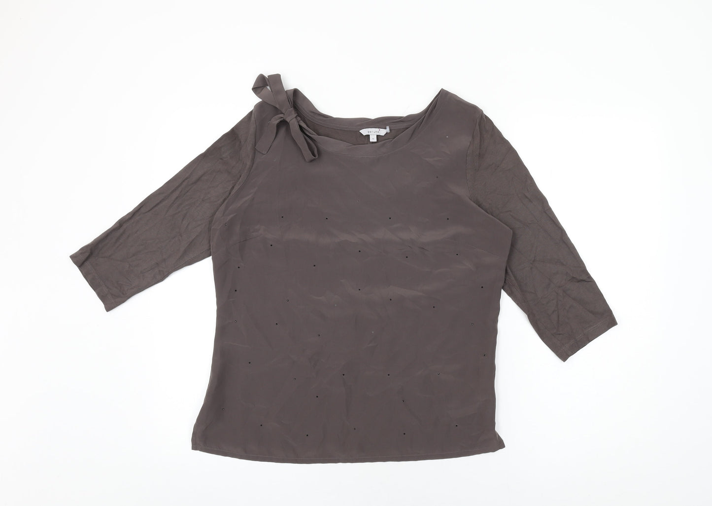Womens UK Size 12 Per Una Grey Basic T-Shirt