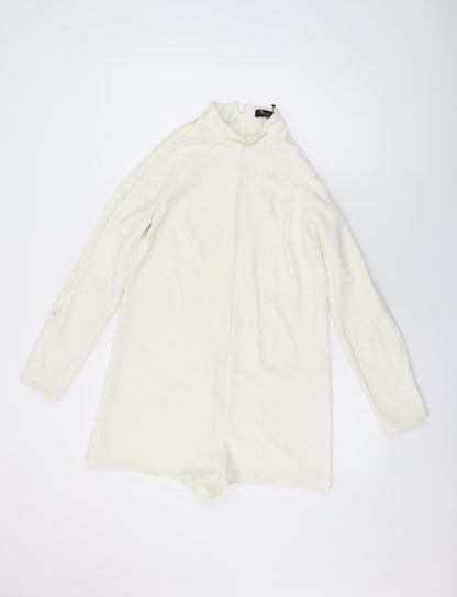 River Island Womens Ivory Polyester Playsuit One-Piece Size 8 Zip