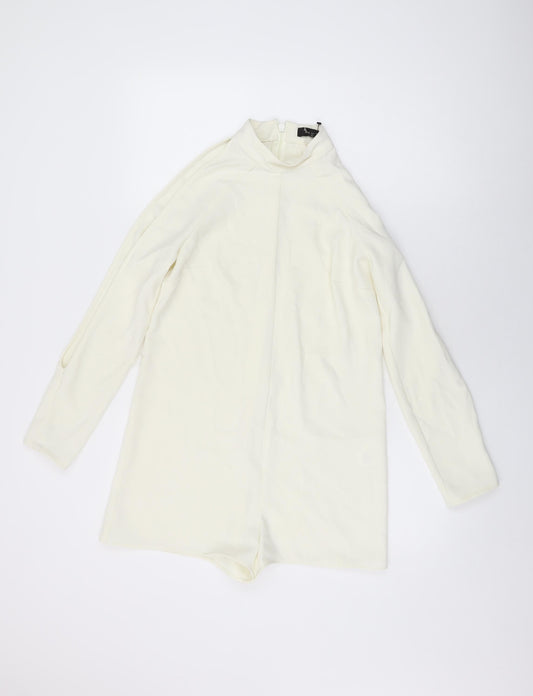 River Island Womens Ivory Polyester Playsuit One-Piece Size 8 Zip