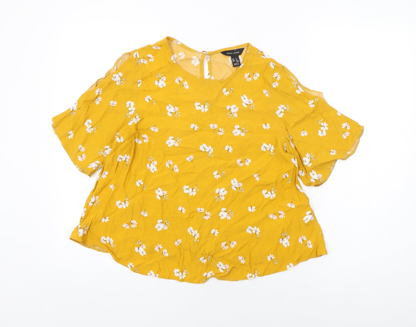Womens UK Size 6 New Look Yellow Basic T-Shirt