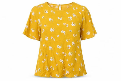 Womens UK Size 6 New Look Yellow Basic T-Shirt