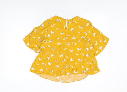 Womens UK Size 6 New Look Yellow Basic T-Shirt