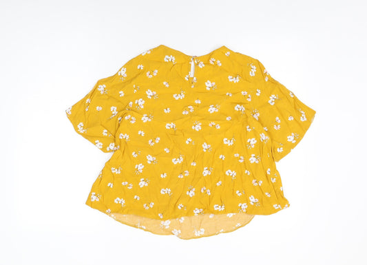Womens UK Size 6 New Look Yellow Basic T-Shirt