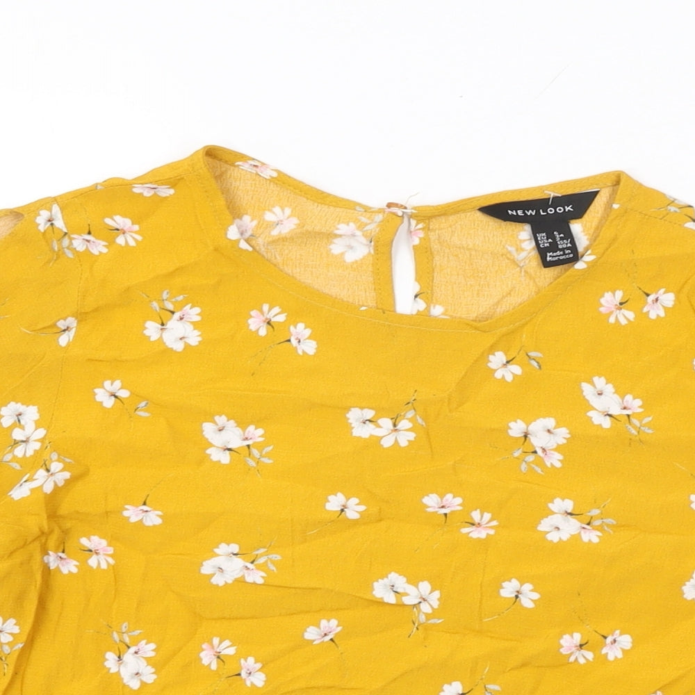 Womens UK Size 6 New Look Yellow Basic T-Shirt