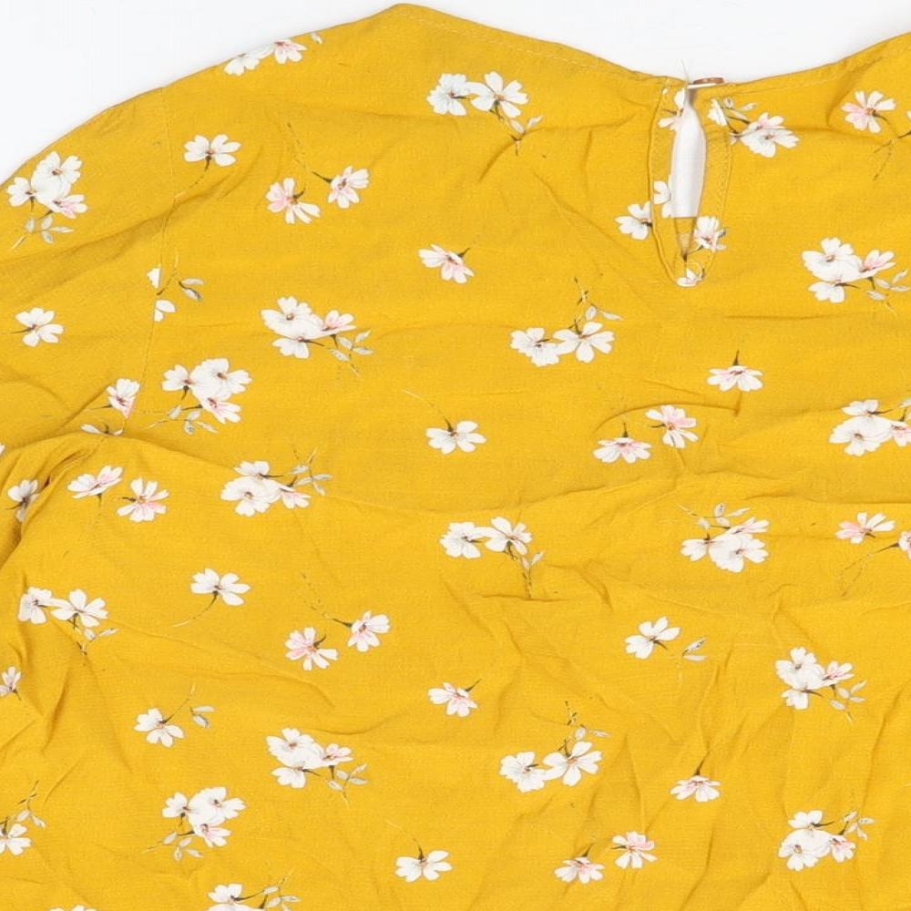 Womens UK Size 6 New Look Yellow Basic T-Shirt