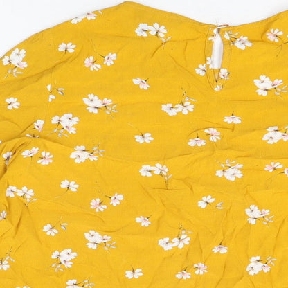 Womens UK Size 6 New Look Yellow Basic T-Shirt