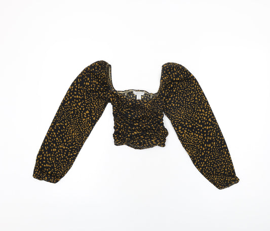 Womens UK Size 6 Topshop Black Cropped T-Shirt