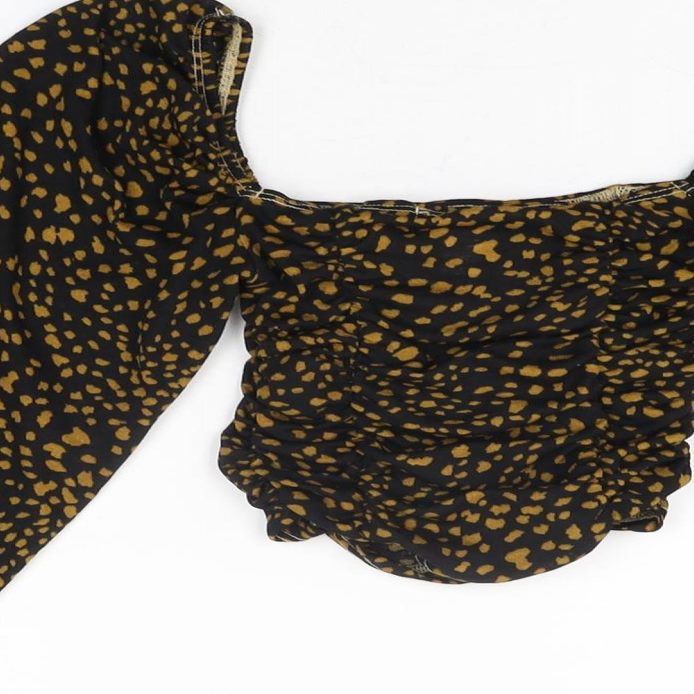 Womens UK Size 6 Topshop Black Cropped T-Shirt