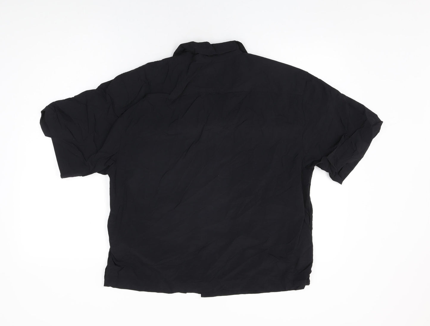 Novamen Mens Black Nylon Button-Up Size M Collared Button