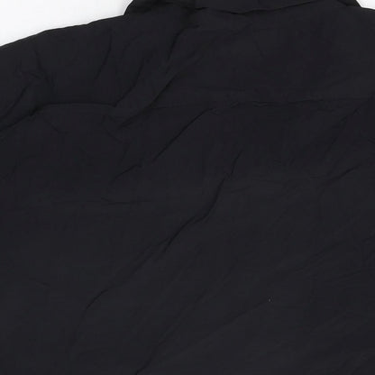 Novamen Mens Black Nylon Button-Up Size M Collared Button