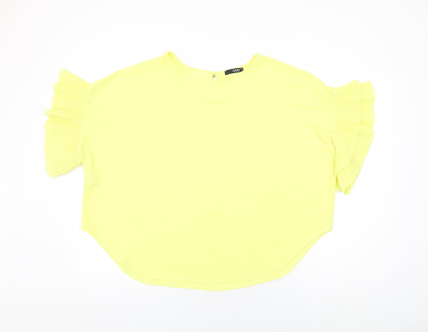 Quiz Womens Yellow Polyester Basic Blouse Size M Round Neck