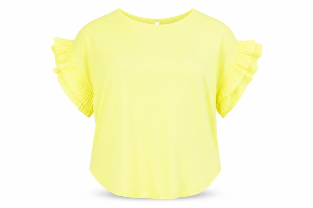 Quiz Womens Yellow Polyester Basic Blouse Size M Round Neck