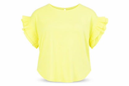Quiz Womens Yellow Polyester Basic Blouse Size M Round Neck