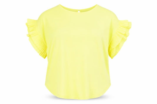 Quiz Womens Yellow Polyester Basic Blouse Size M Round Neck