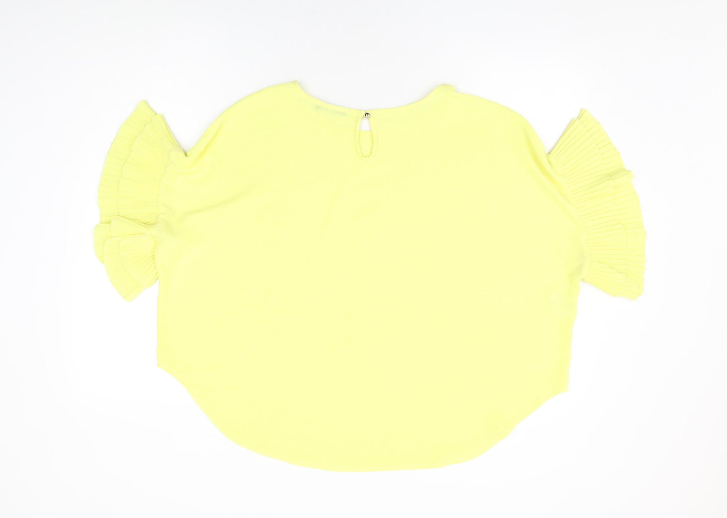 Quiz Womens Yellow Polyester Basic Blouse Size M Round Neck