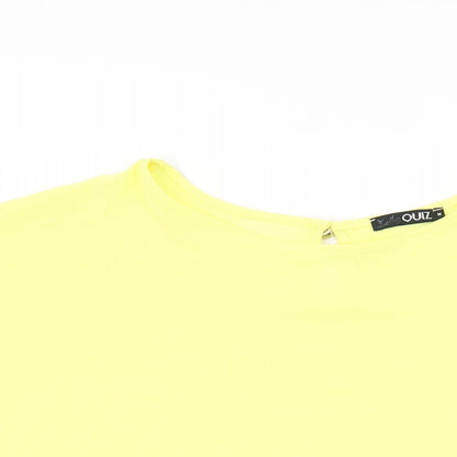 Quiz Womens Yellow Polyester Basic Blouse Size M Round Neck
