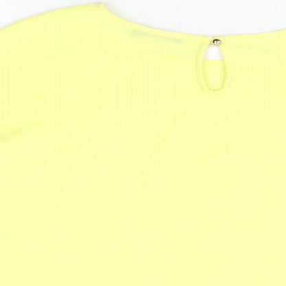 Quiz Womens Yellow Polyester Basic Blouse Size M Round Neck