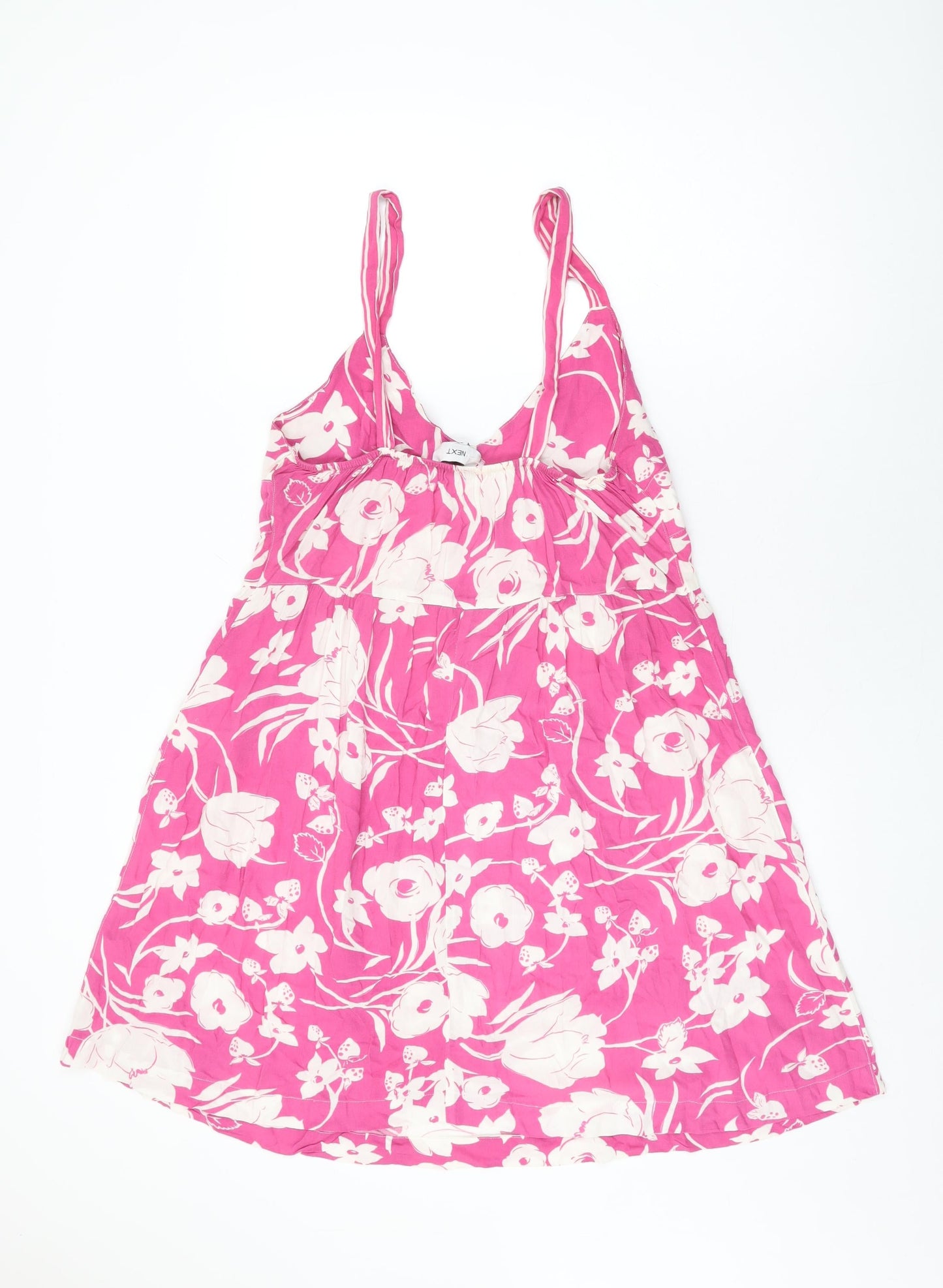 NEXT Womens Pink Floral Viscose Shift Size 10 V-Neck Pullover