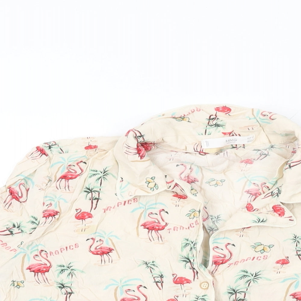 Womens UK Size M Mango Ivory Basic Button-Up