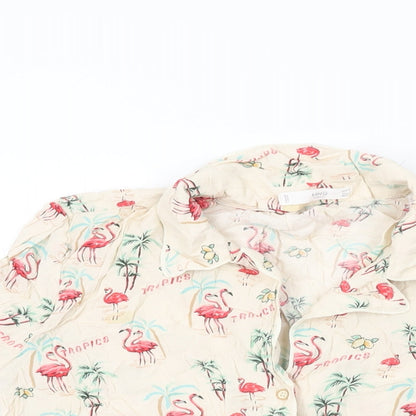 Womens UK Size M Mango Ivory Basic Button-Up