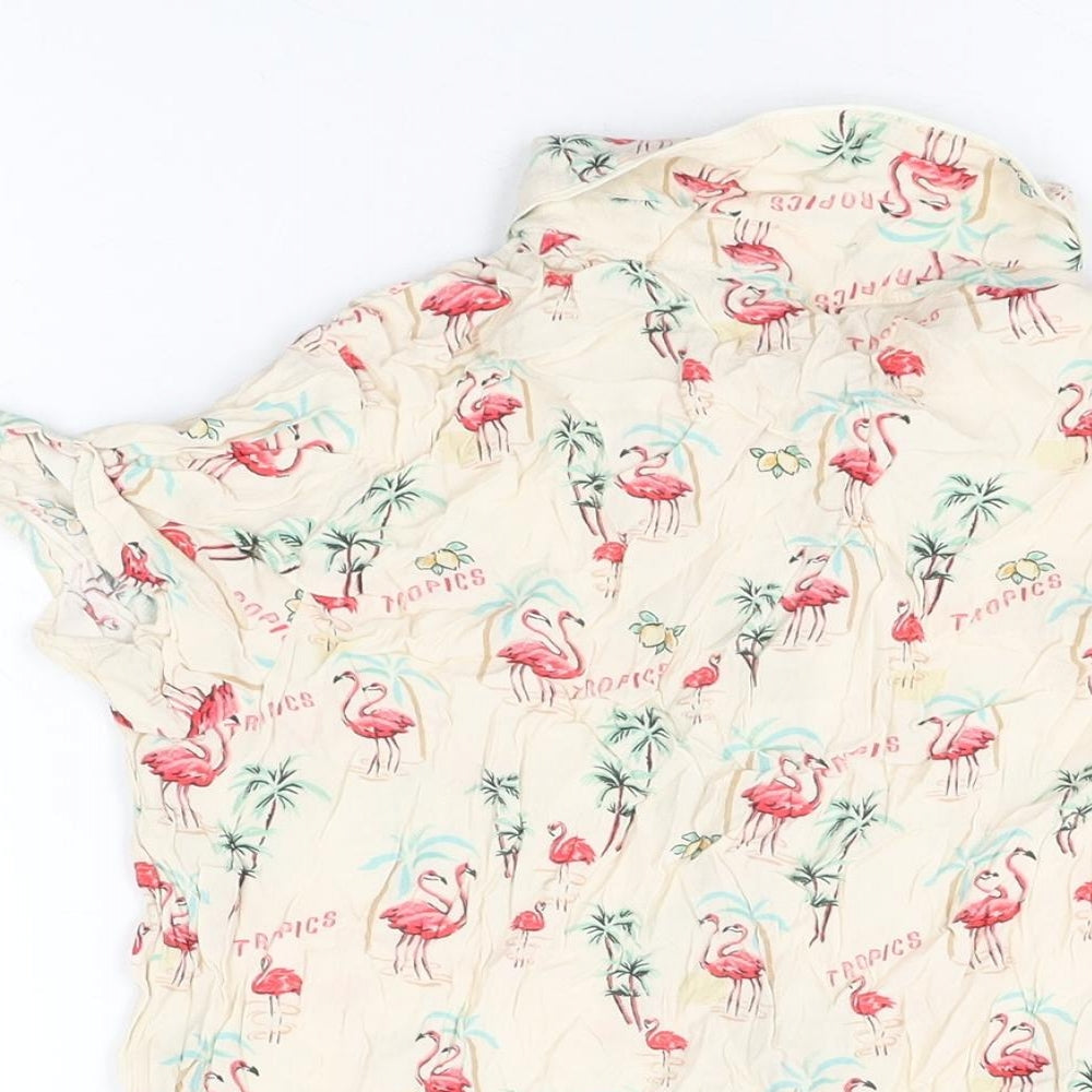 Womens UK Size M Mango Ivory Basic Button-Up