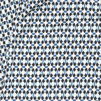 H&M Womens Blue Geometric Polyester Shirt Dress Size S Collared Button